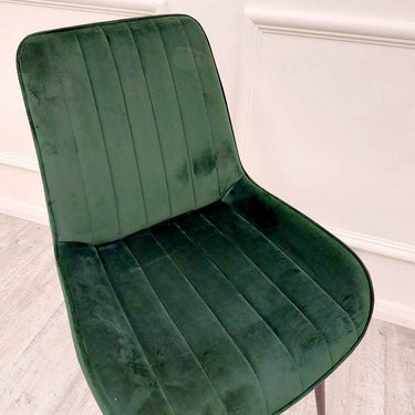 Dido Velvet Dining Chair - Scandinavian Design with Line Stitch Detail in Multiple Colours - UK Luxury Furniture